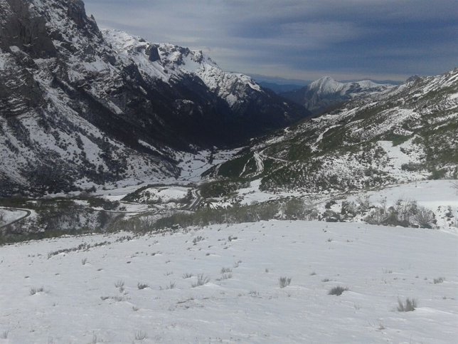 Nieve, nevada, montaña, invierno