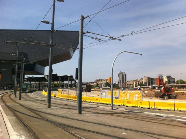 Obras en la plaza de las Glòries