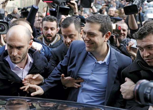 Alexis Tsipras, líder de Syriza, durante las votaciones en Grecia