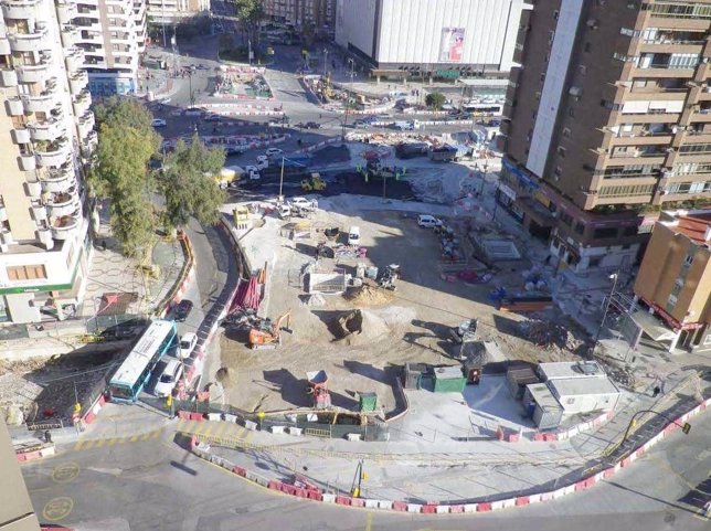 Obras del metro de Málaga, primera fase en la avenida de Andalucía