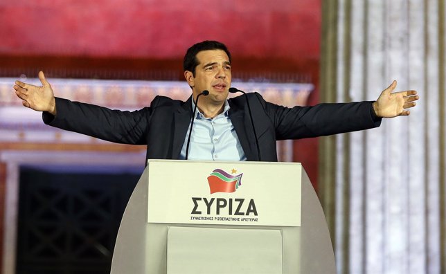 El líder de SYRIZA, Alexis Tsipras, tras la victoria en las elecciones de Grecia