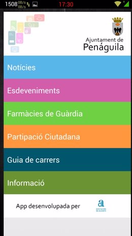 Captura de pantalla de la aplicación desarrollada por la Diputación
