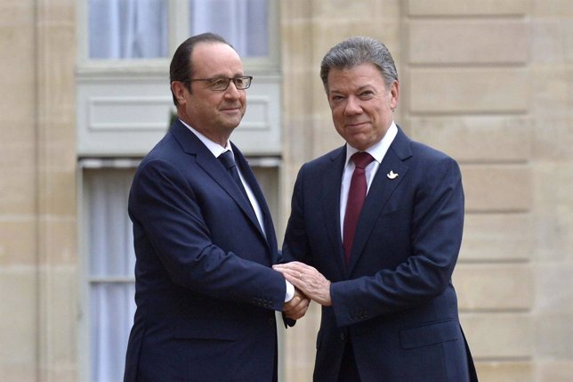 Reunión entre François Hollande y Juan Manuel Santos en el Elíseo