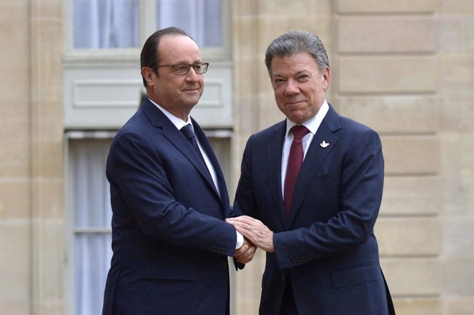Reunión entre François Hollande y Juan Manuel Santos en el Elíseo