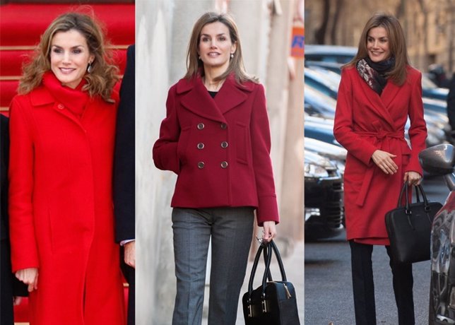 La reina Letizi elige el rojo para los abrigos 