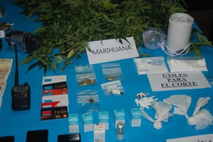 Material intervenido en la operación antidroga