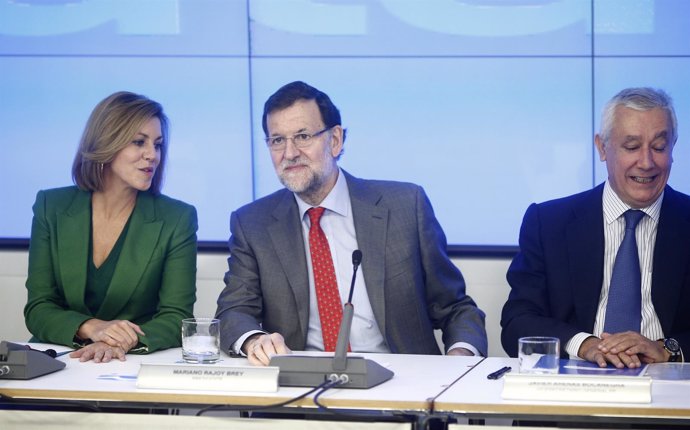 María Dolores de Cospedal, Mariano Rajoy y Javier Arenas 
