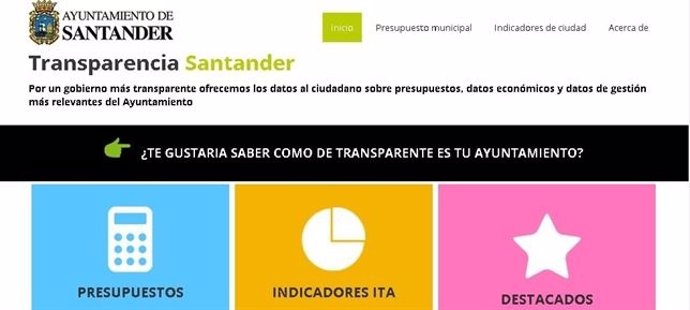 Imagen del portal de Transparencia del Ayuntamiento de Santander