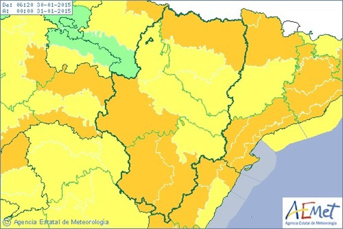 Alerta por nevadas y vientos en Aragón