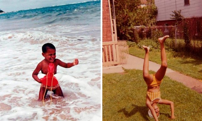Barack Obama y michelle Obama de niños