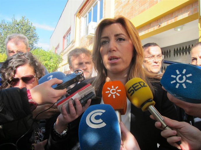 La presidenta de la Junta, Susana Díaz, en Hinojos. 