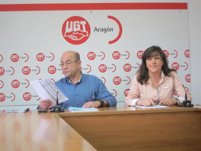 Alastuey y Huerta en la presentación del informe del sindicato.