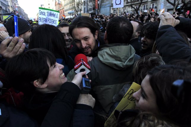  El secretario general de Podemos, Pablo Iglesias, en la  'Marcha por el Cambio'