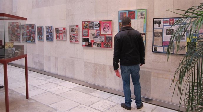 Un visitante contempla la muestra sobre Rock & Roll en el MUVA