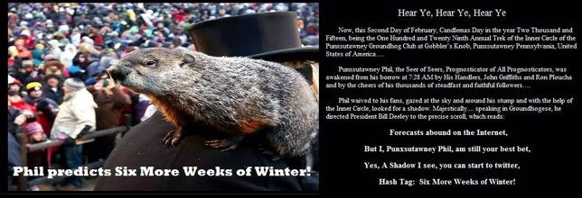 La marmota Phil predice que el invierno durará seis semanas más
