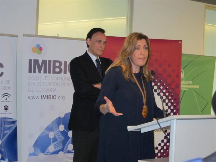 La presidenta de la Junta de Andalucía, Susana Díaz, en el Imibic de Córdoba