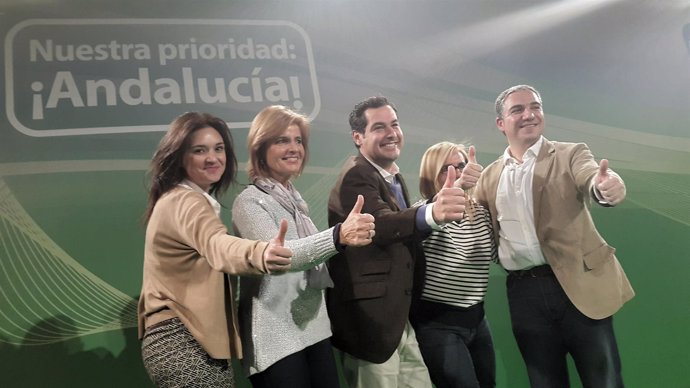 Juanma Moreno con Oña, Bendodo y Mula