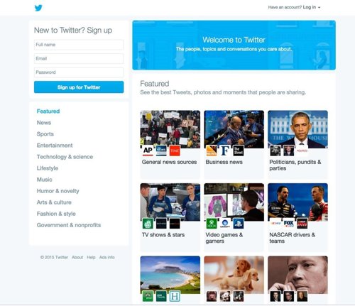 Nuevo diseño de la página de inicio