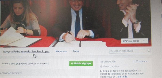 Plataforma de apoyo a Pedro Antonio Sánchez creada en Facebook