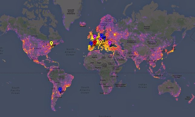 Mapa mundi ciudades más fotografiadas del mundo