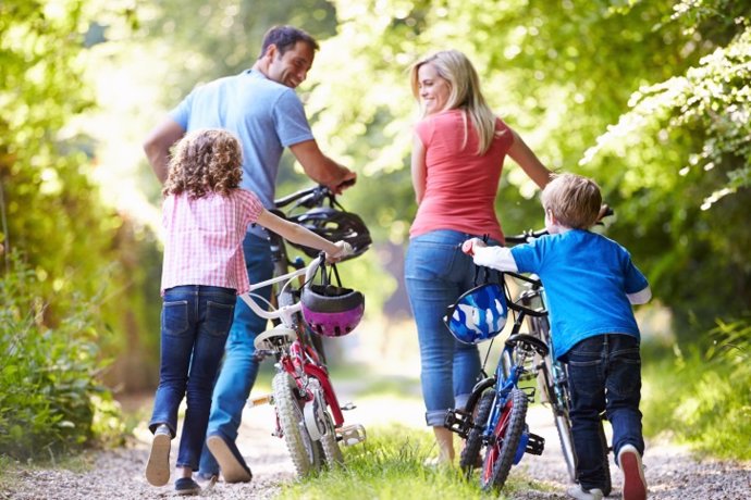 Familia, bicicleta, actividad, ejercicio