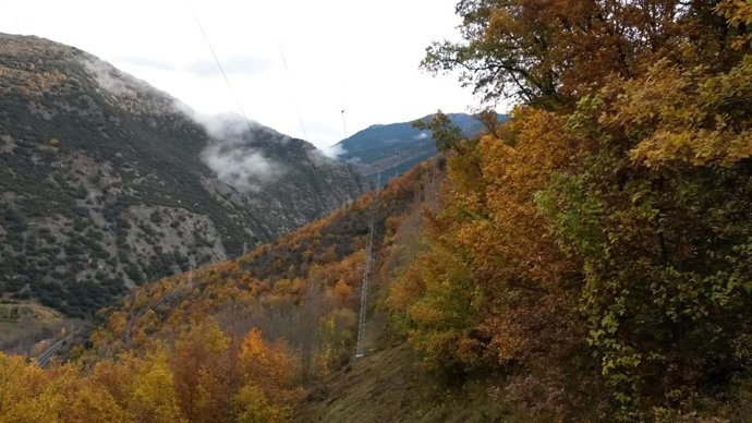 Línea de Endesa reformada en el Pallars Sobirà