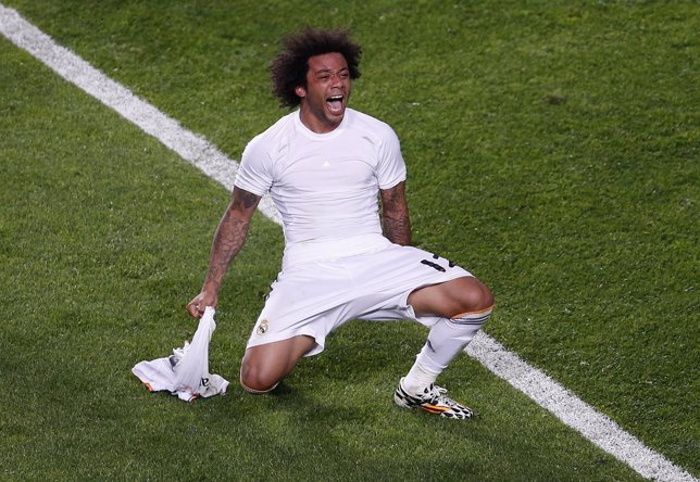 Marcelo celebra un gol en la final de Lisboa