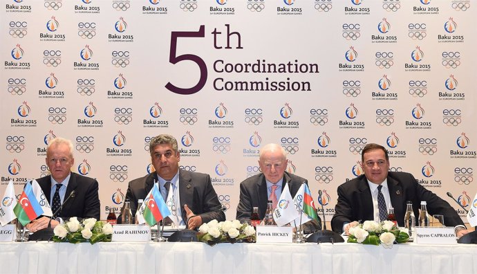 La comisión de visita del EOC a Bakú 2015, sede de los Juegos Europeos
