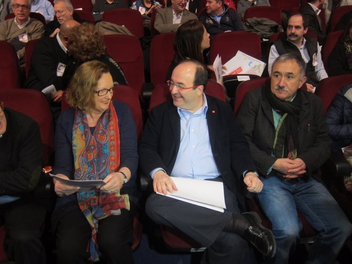 C.Valls (Federalistes d'Esquerres), M.Iceta (PSC) y J.M.Álvarez (UGT)