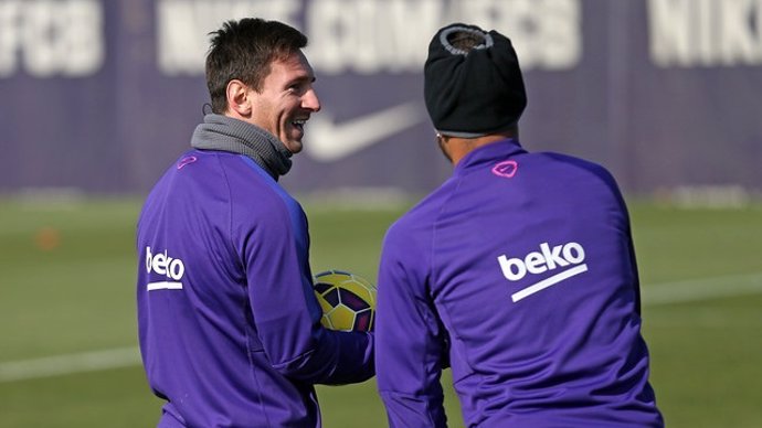 Leo Messi Neymar entrenamiento Barcelona