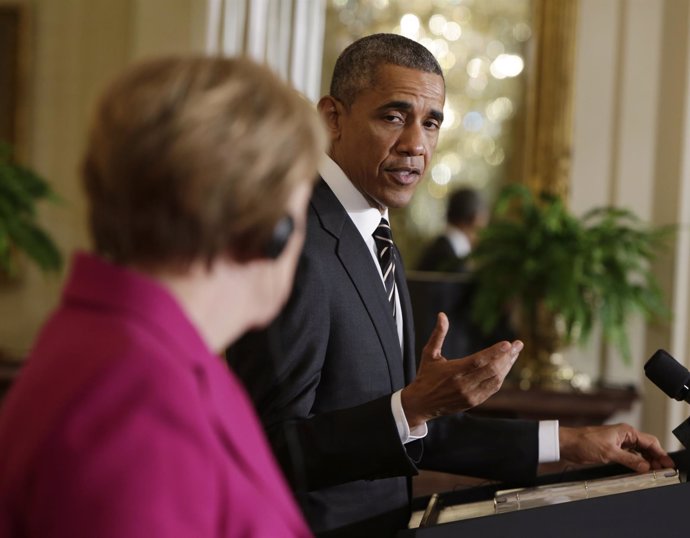 El presidente de EEUU, Barack Obama, y la canciller alemana, Angela Merkel