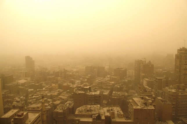 General view of Cairo during a sandstorm