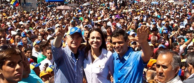 Los opositores Antonio Ledezma, María Corina Machado y Leopoldo López