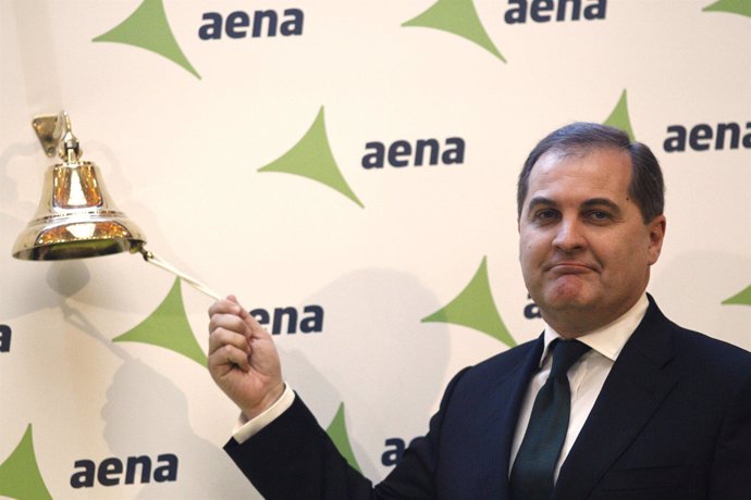 El presidente de Aena, José Manuel Vargas, en el debut de Aena en la bolsa