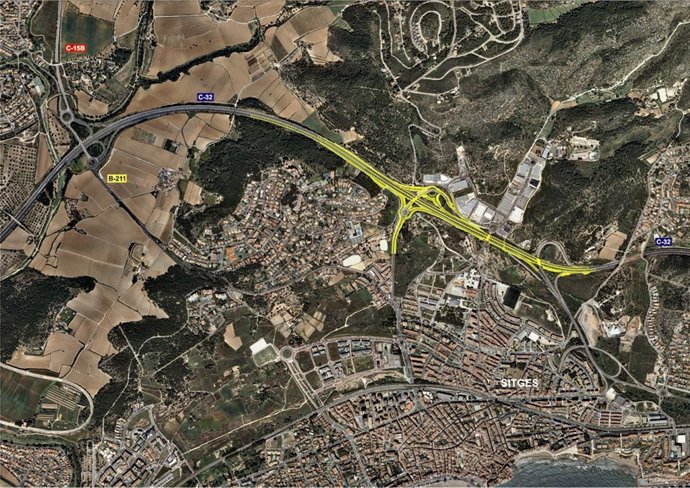 Plano de las obras de mejora de la C-32 en Sitges
