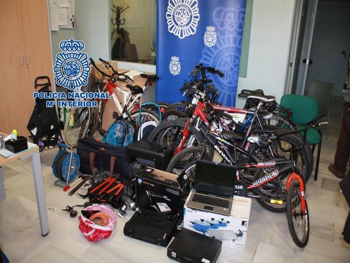 Efectos recuperados en una operación policial