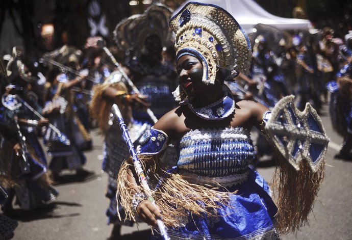 Afros de Salvador block,durante el Carnaval de Salvador BRASIL