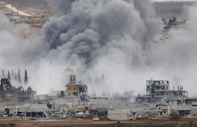 Bombardeo en Kobani.
