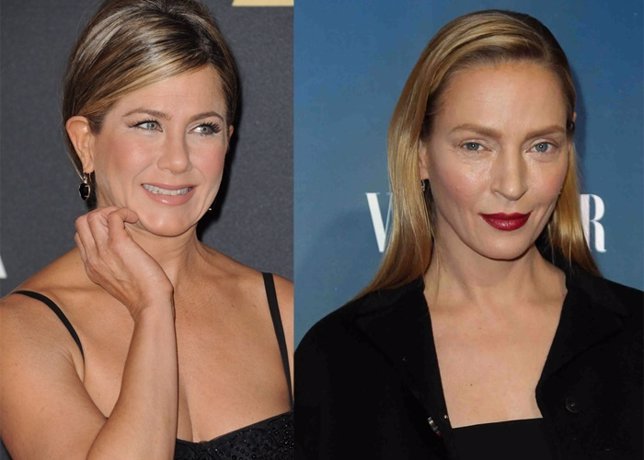 A Jennifer Aniston también le traicionó el maquillaje a lo Uma Thurman