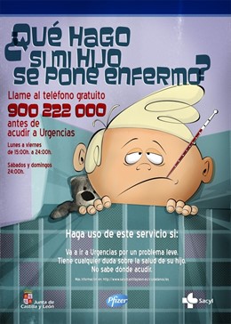 Cartel del teléfono de atención de urgencias pediátricas