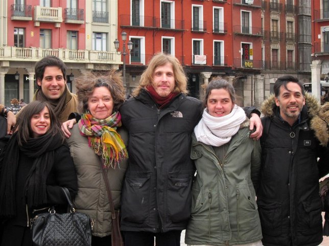 El secretario general de Podemos CyL, Pablo Fernández, en la Plaza Mayor