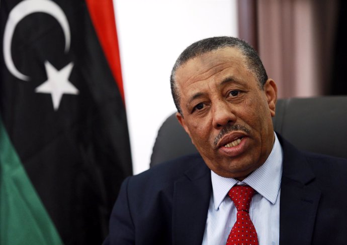 Libya's internationally recognized Prime Minister Abdullah al-Thinni speaks duri