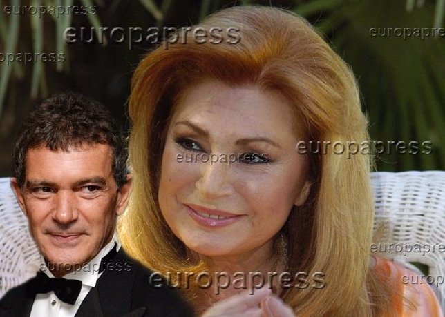 Foto de Rocío Jurado con Antonio Banderas, montaje de CHANCE