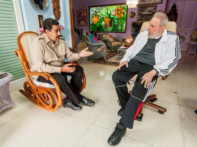 El presidente venezolano, Nicolás Maduro, y el expresidente cubano Fidel Castro