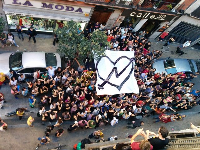 Miembros del Patio Maravillas, durante una protesta