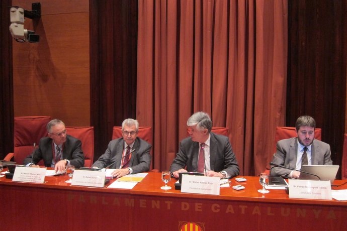 Rafael Suñol y Manel Albanell en la comisión parlamentaria de Spanair