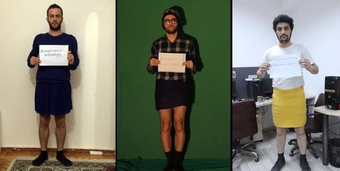 Hombres con minifalda para denunciar la violencia contra las mujeres en Turquía