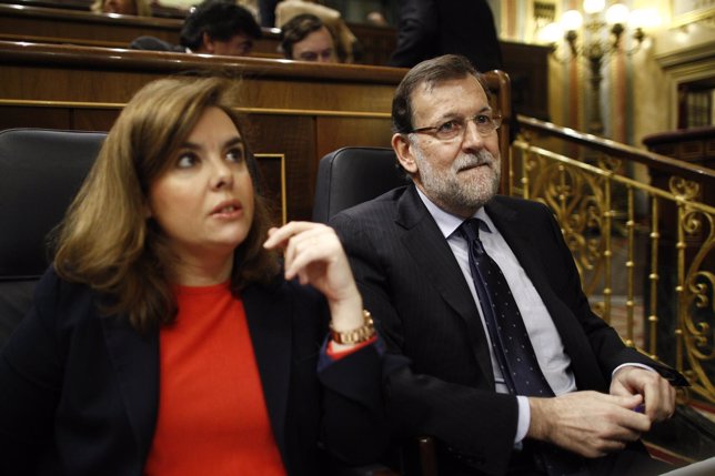 Soraya Sáenz de Santamaría y Mariano Rajoy en el Congreso