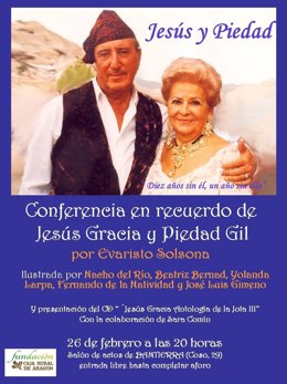 Cartel de la conferencia en recuerdo a los joteros Jesús Gracia y Piedad Gil