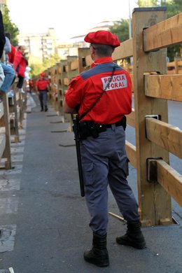 Imagen De Un Policía Foral Durante Las Fiestas De Tudela.